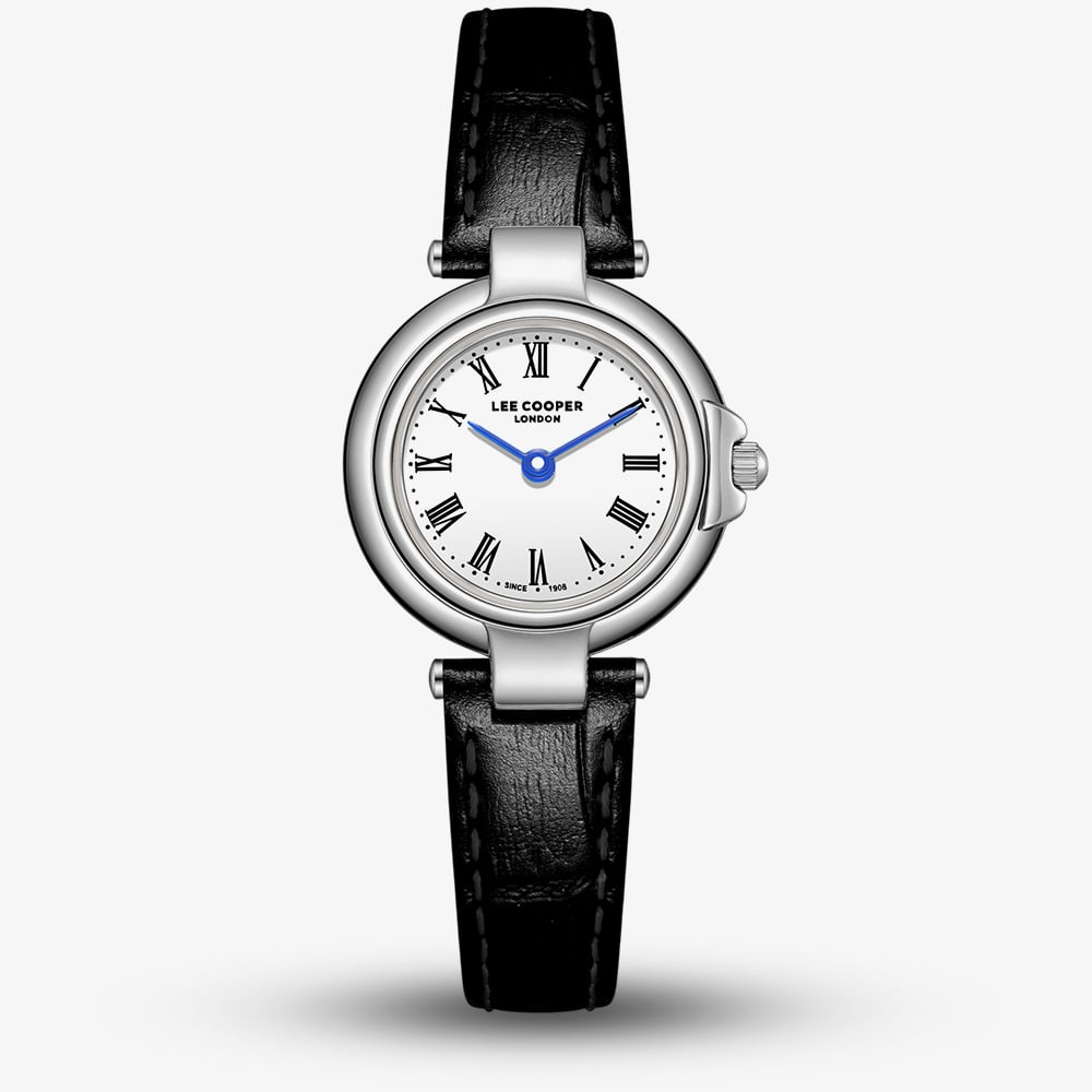 Lee Cooper Ladies White Dial Black Leather Strap Watch LC08205.331