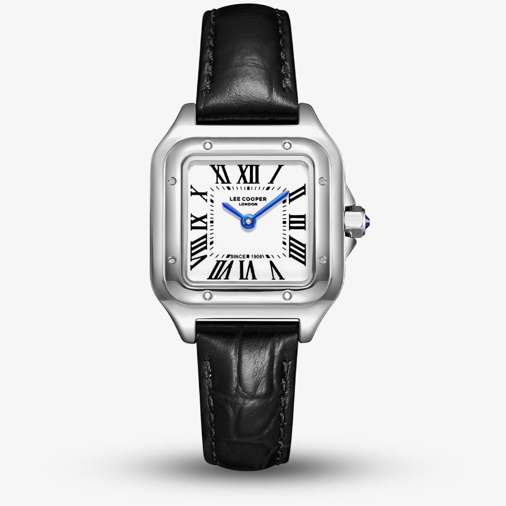 Lee Cooper Ladies White Square Dial Leather Strap Watch LC08191.331