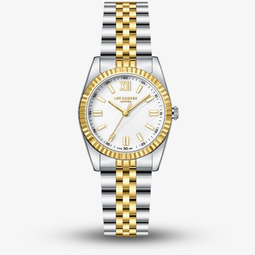 Lee Cooper Ladies White Mother of Pearl Dial Two Tone Bracelet Watch LC08303.220