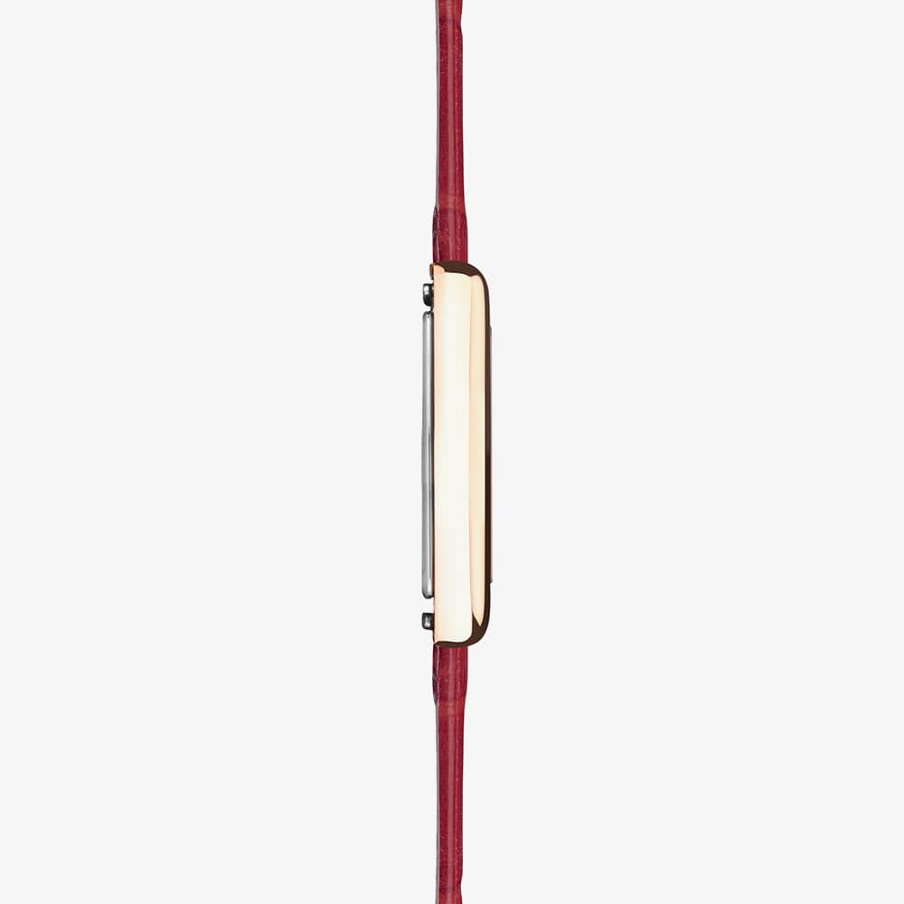 Accurist Rectangle Rose Gold & Burgundy Leather Watch 71010