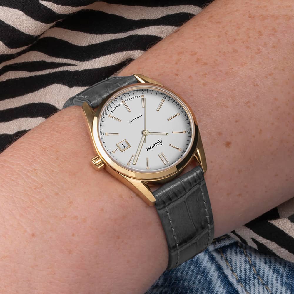 Accurist Everyday Grey Leather Strap Watch 74000