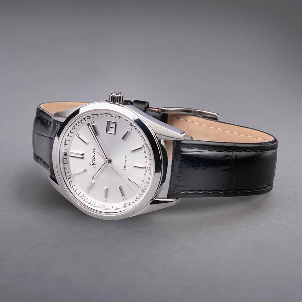 Accurist Everyday Black Leather Strap Watch 74006
