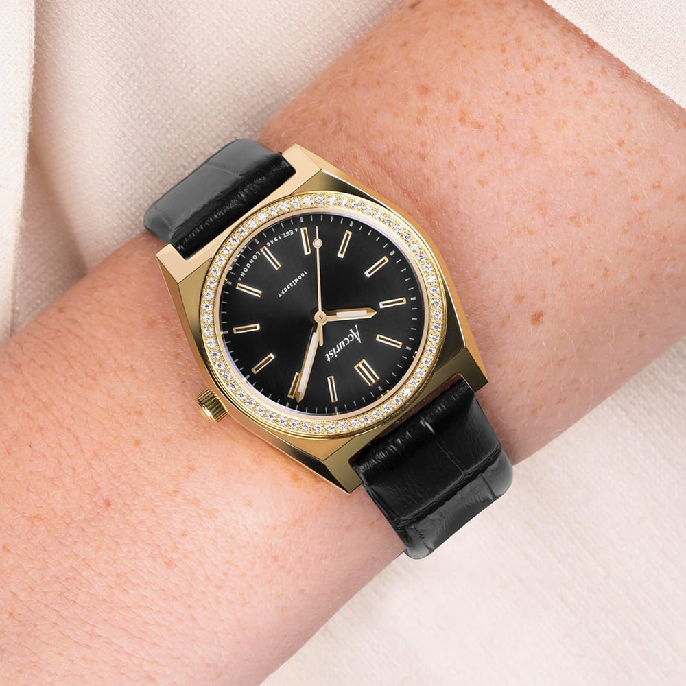 Accurist Ladies Origin Black Leather Strap Watch 70014