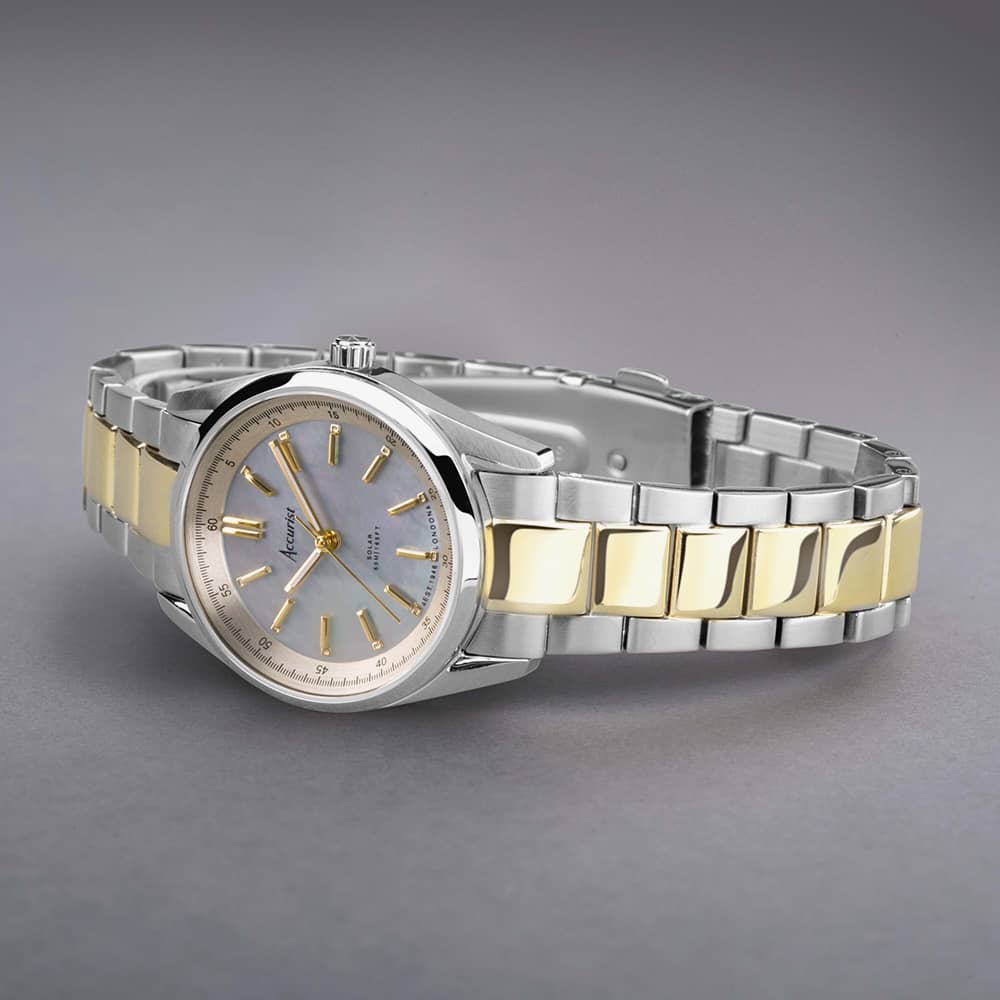 Accurist Everyday Solar Two Tone Blue Mother Of Pearl Watch 74017