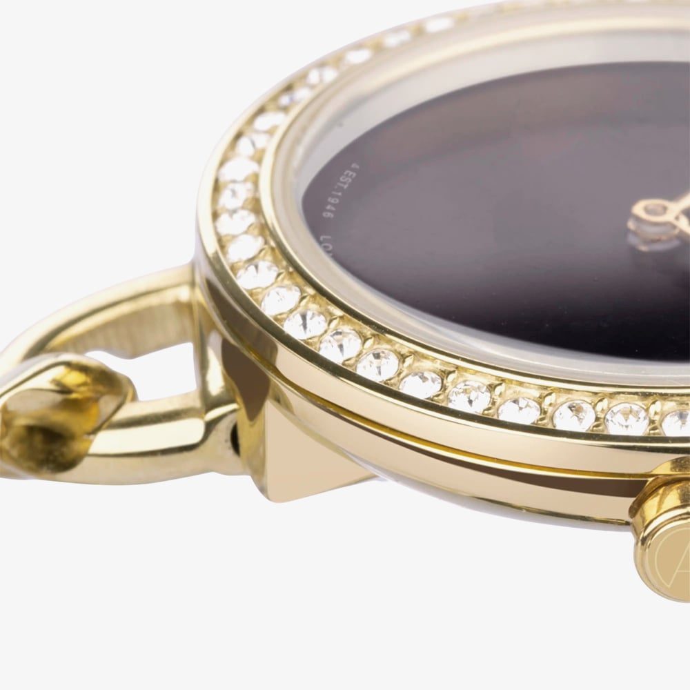 Accurist Ladies Jewellery Gold Plated Onyx Dial Watch 78006
