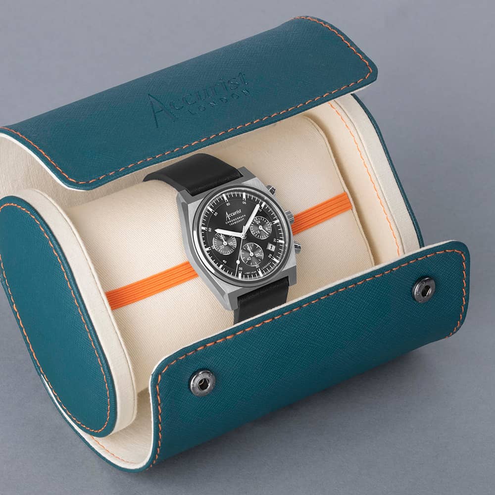 Accurist Origin Black Leather Chronograph Watch 70000