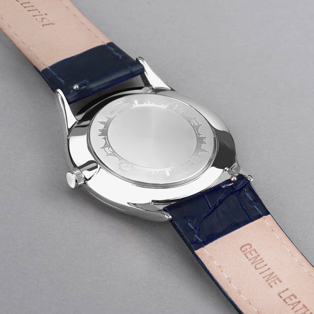 Accurist Classic Blue Leather Strap Watch 73000