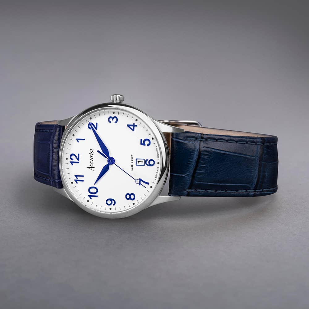 Accurist Classic Blue Leather Strap Watch 73000