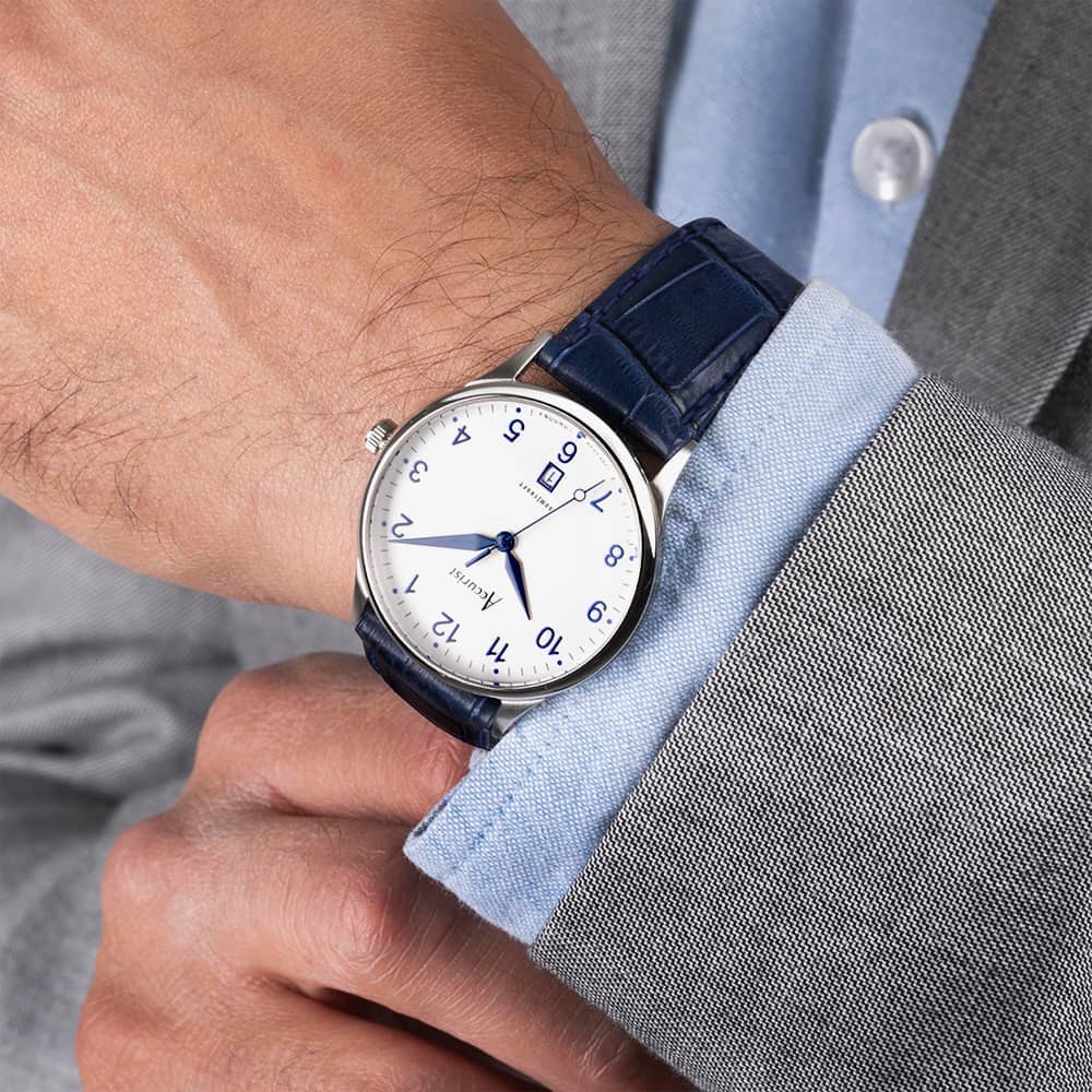 Accurist Classic Blue Leather Strap Watch 73000
