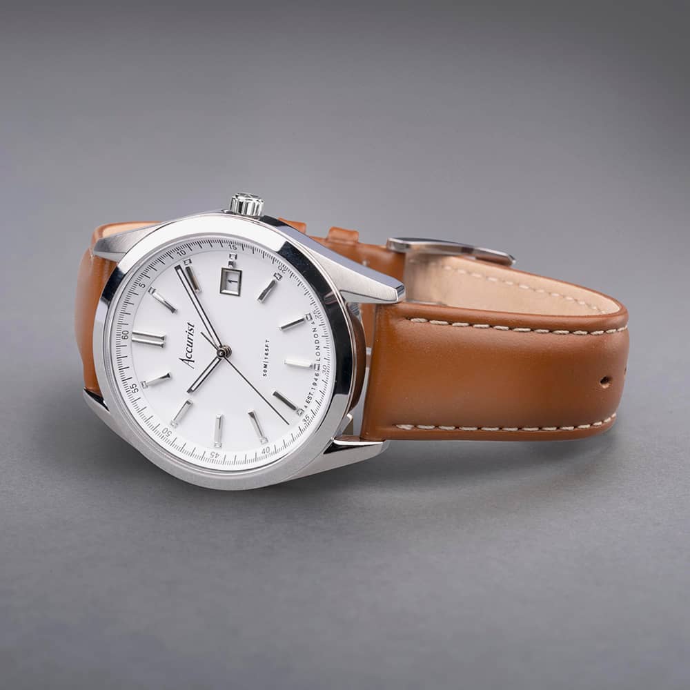 Accurist Everyday Brown Leather Strap Watch 74011