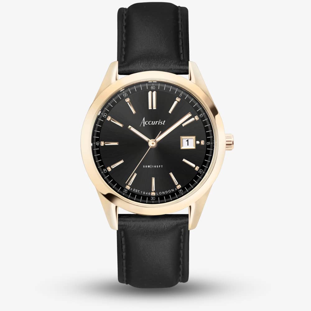 Accurist Everyday Black & Gold Watch 74012