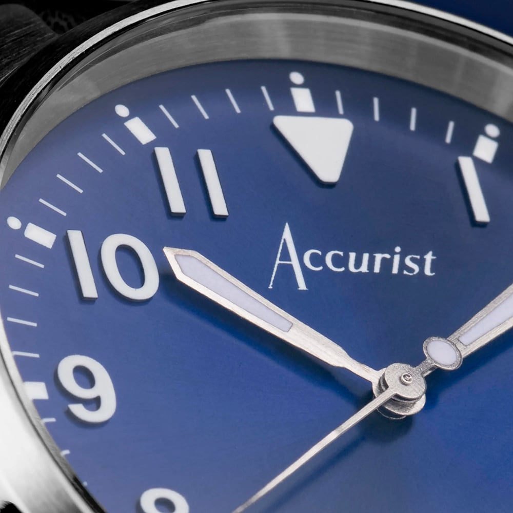 Accurist Mens Aviation Blue Leather Strap Watch 76001