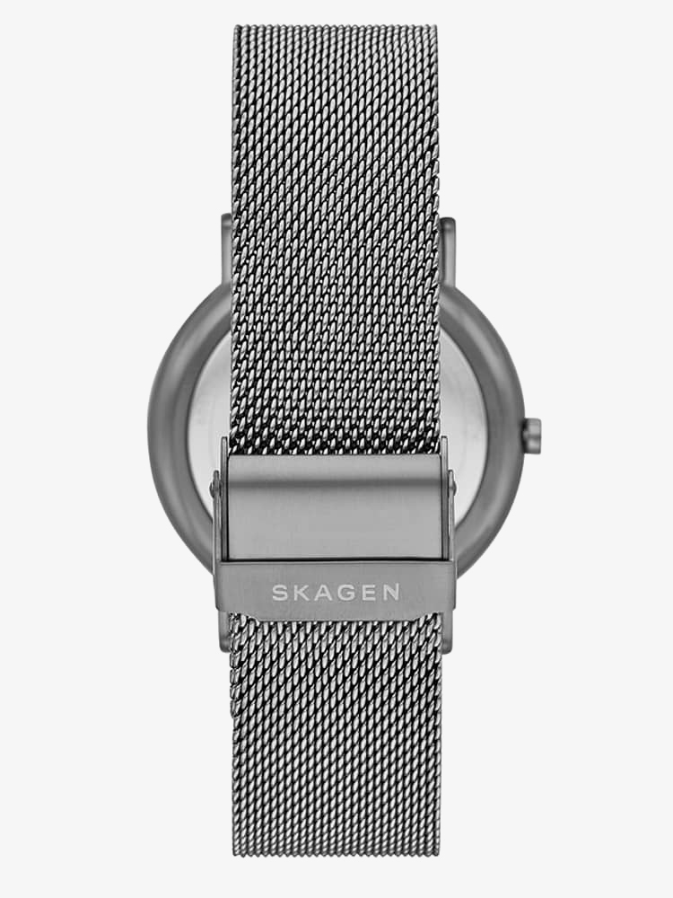 Skagen Mens Signatur Stainless Steel Grey Dial Mesh Strap Watch SKW6577