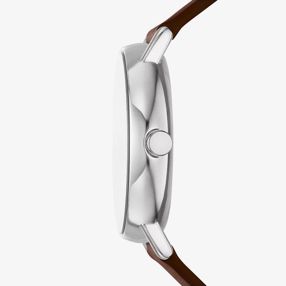 Skagen Mens Signatur Brown Leather Strap Watch SKW6941