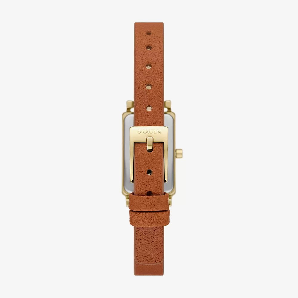 Skagen Ladies Hagen Micro Two-Hand Brown Leather Watch SKW3149
