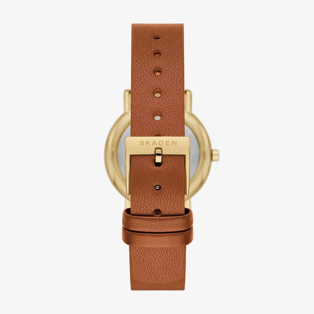 Skagen Ladies Signatur Lillie Brown Leather Strap Watch SKW3121
