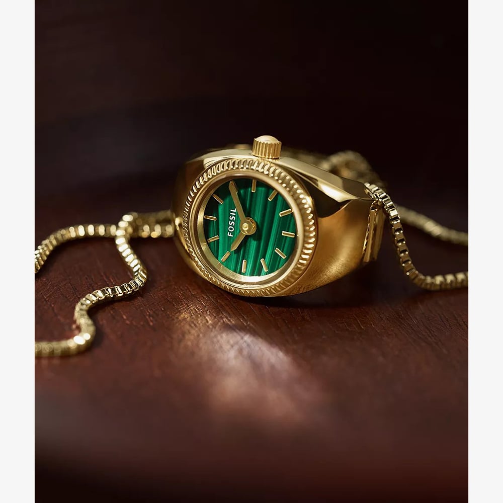 Fossil Ladies Gold Tone Ring Watch ES5308