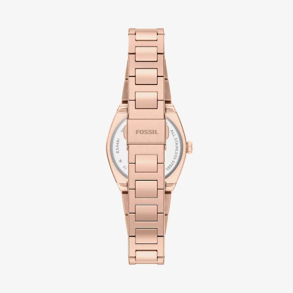 Fossil Ladies Everett Rose Gold Dial Bracelet Watch ES5491