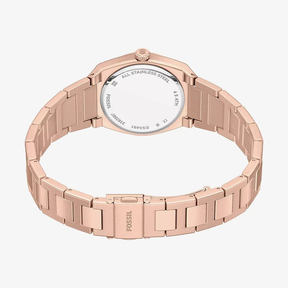 Fossil Ladies Everett Rose Gold Dial Bracelet Watch ES5491