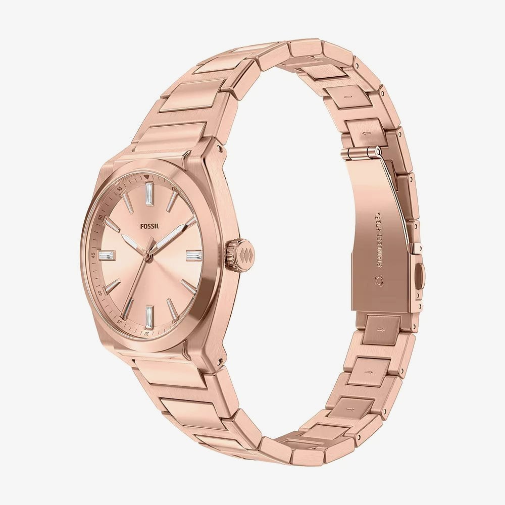 Fossil Ladies Everett Rose Gold Dial Bracelet Watch ES5491