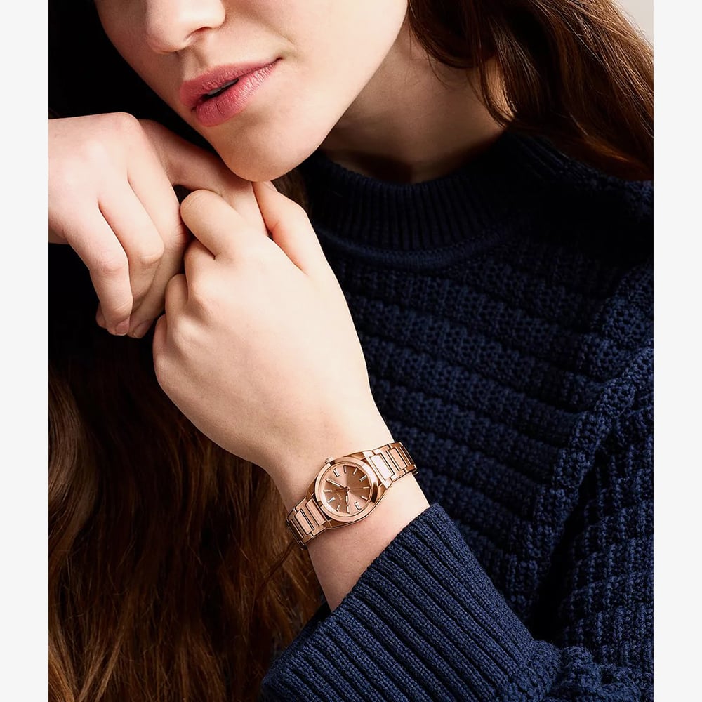 Fossil Ladies Everett Rose Gold Dial Bracelet Watch ES5491