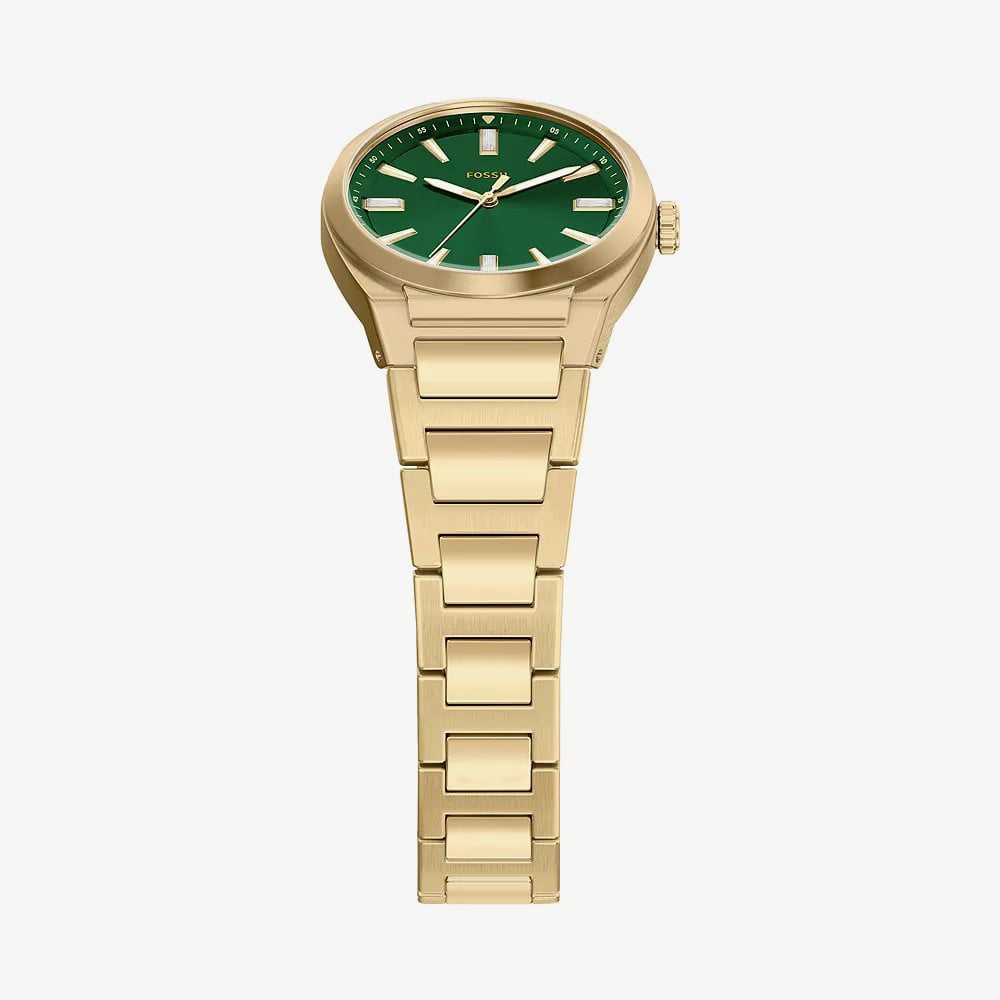 Fossil Ladies Everett Green Dial Golden Bracelet Watch ES5493