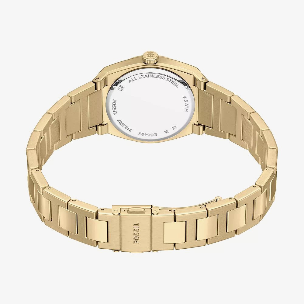 Fossil Ladies Everett Green Dial Golden Bracelet Watch ES5493