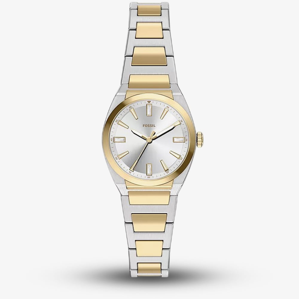 Fossil Ladies Everett Silver Dial Two Tone Bracelet Watch ES5494