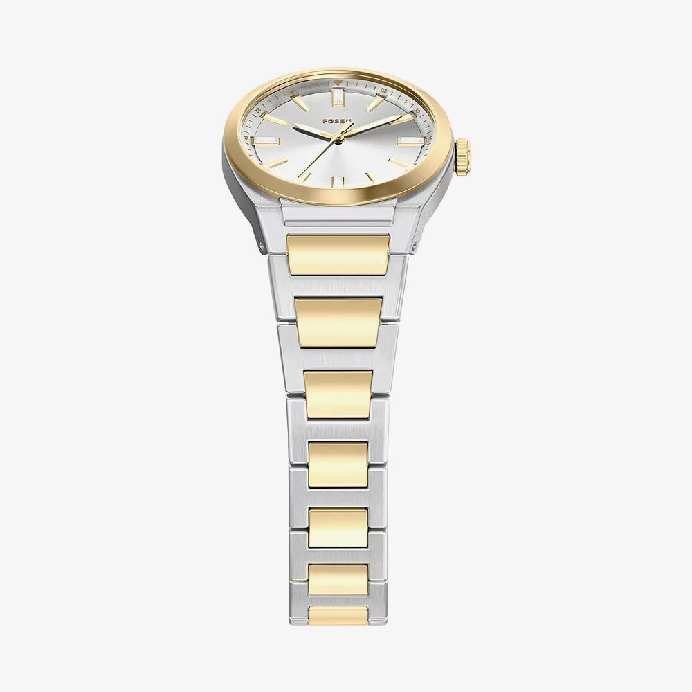 Fossil Ladies Everett Silver Dial Two Tone Bracelet Watch ES5494