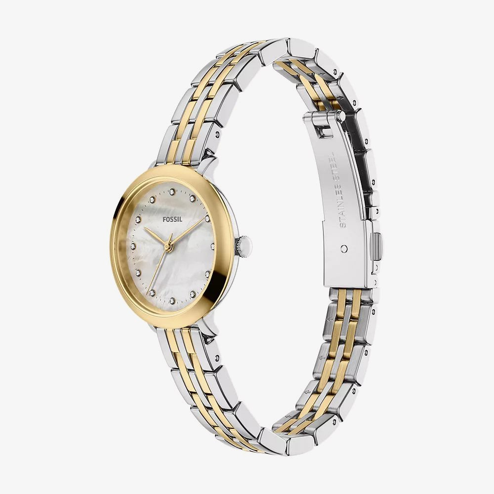 Fossil Ladies Heidi Mother of Pearl Dial Two Tone Bracelet Watch ES5500