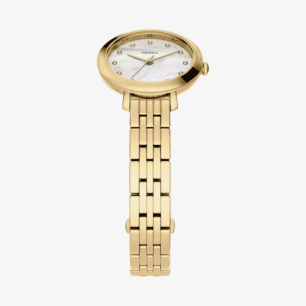 Fossil Ladies Heidi Mother of Pearl Dial Golden Bracelet Watch ES5501
