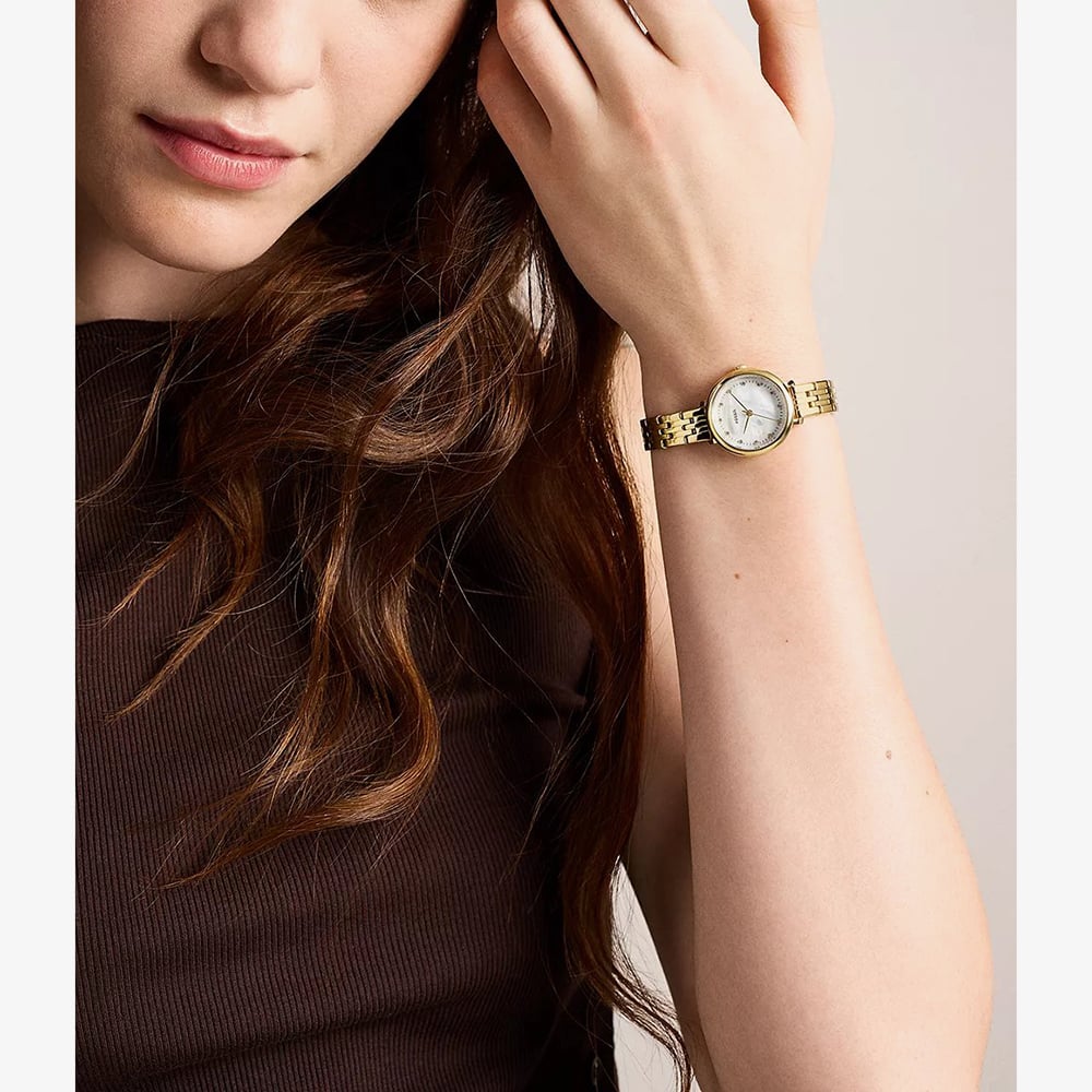 Fossil Ladies Heidi Mother of Pearl Dial Golden Bracelet Watch ES5501