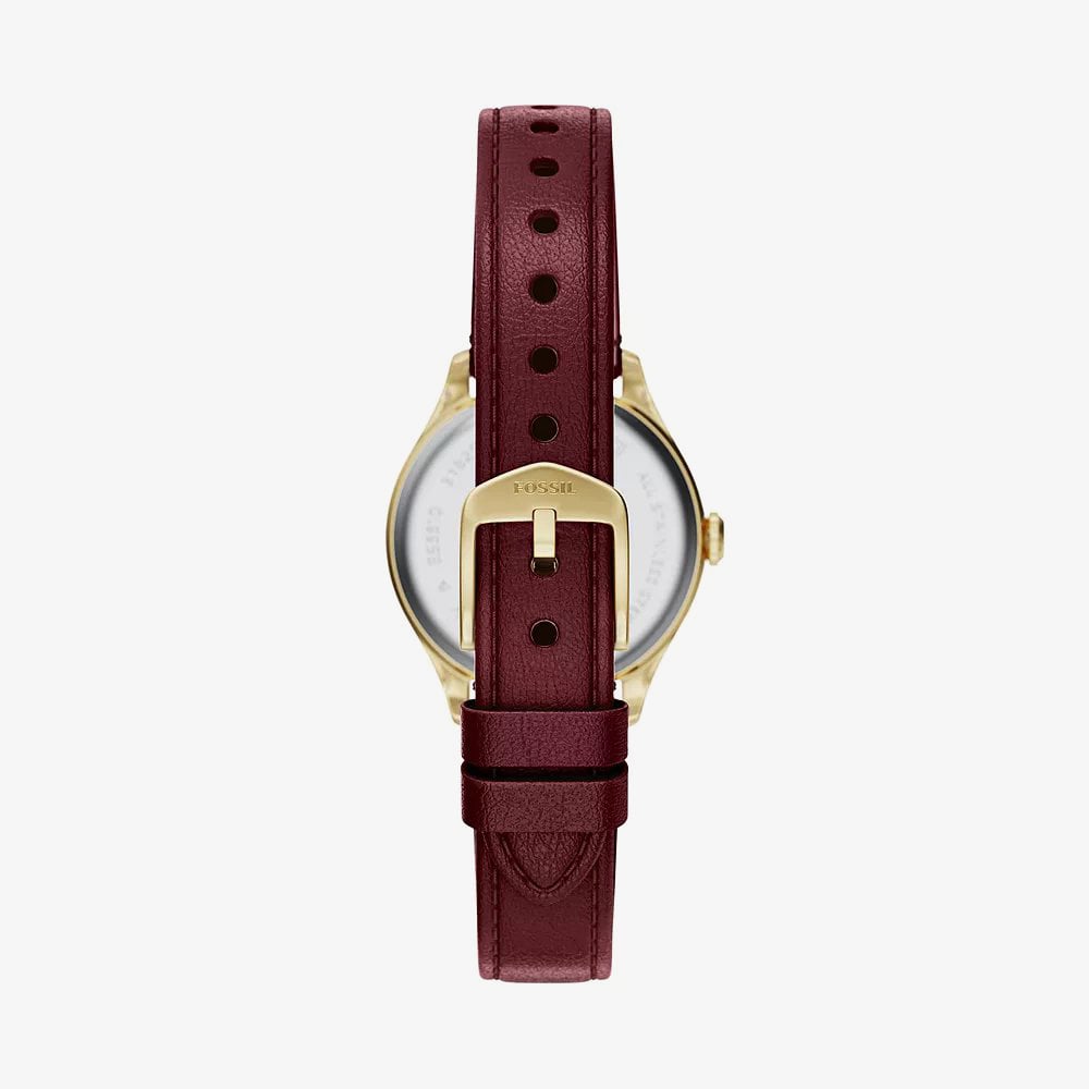Fossil Ladies Gilmore Silver Dial Leather Strap Watch ES5510