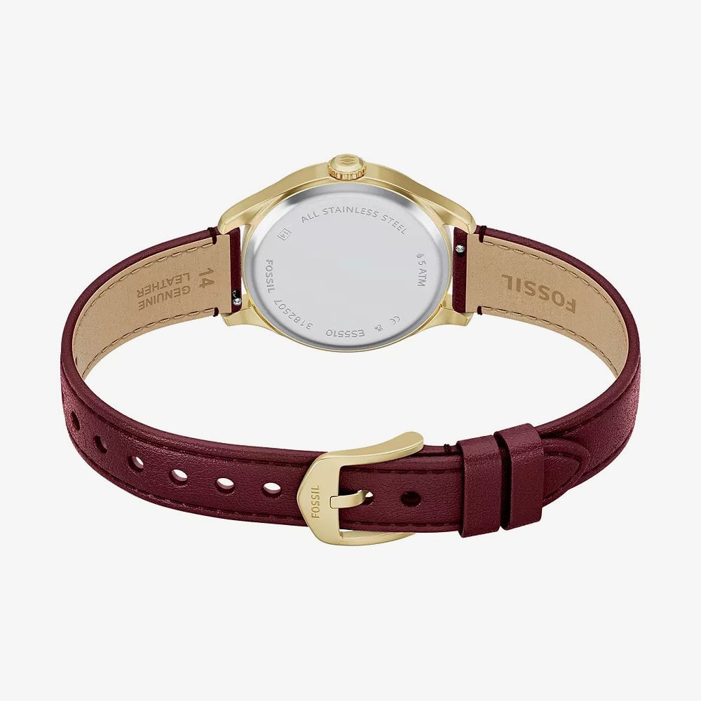 Fossil Ladies Gilmore Silver Dial Leather Strap Watch ES5510