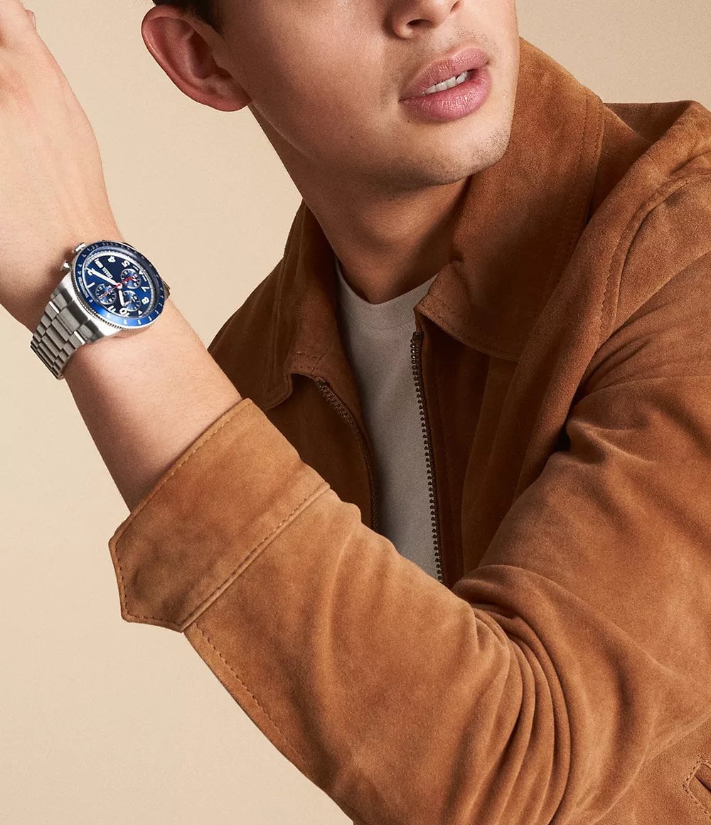 Fossil Mens Sport Tourer Chronograph Blue Dial Watch FS6047