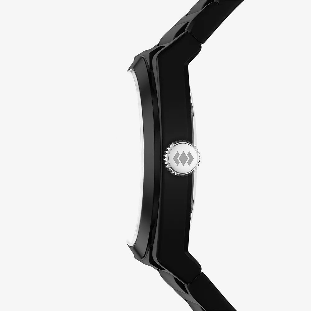 Fossil Mens Everett Black Dial Silicone Strap Watch FS6175