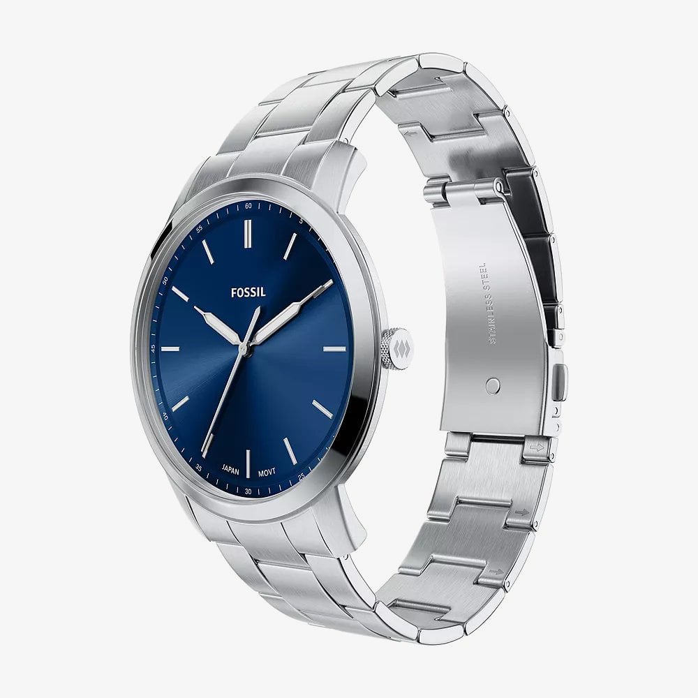 Fossil Mens Minimalist Blue Dial Bracelet Watch FS6180