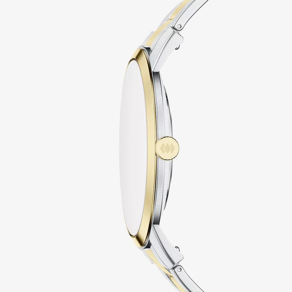 Fossil Mens Minimalist Black Dial Two Tone Bracelet Watch FS6182