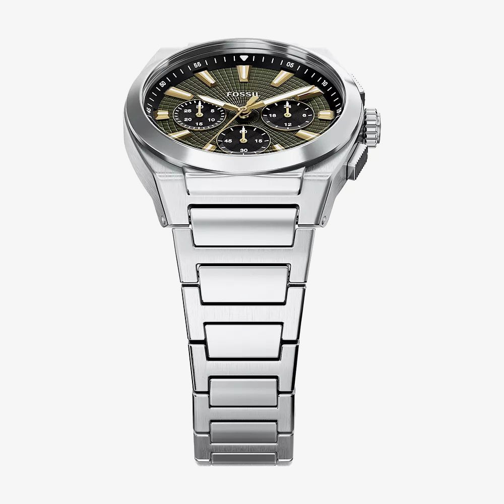Fossil Mens Everett Chronograph Green Dial Bracelet Watch FS6183