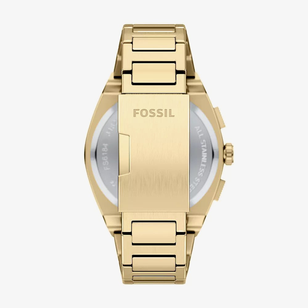 Fossil Mens Everett Chronograph Brown Dial Golden Bracelet Watch FS6184