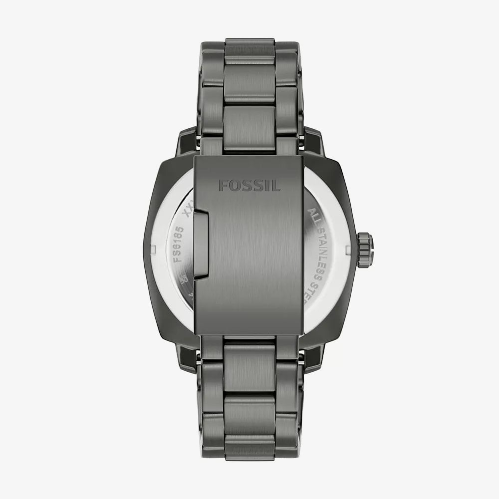 Fossil Mens Machine Black Dial Gunmetal Bracelet Watch FS6185