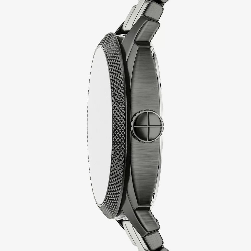 Fossil Mens Machine Black Dial Gunmetal Bracelet Watch FS6185