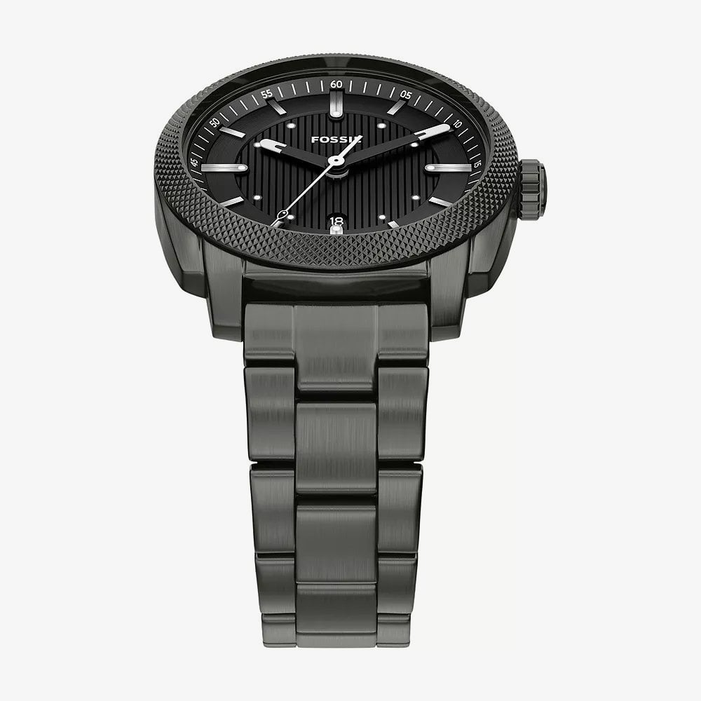 Fossil Mens Machine Black Dial Gunmetal Bracelet Watch FS6185
