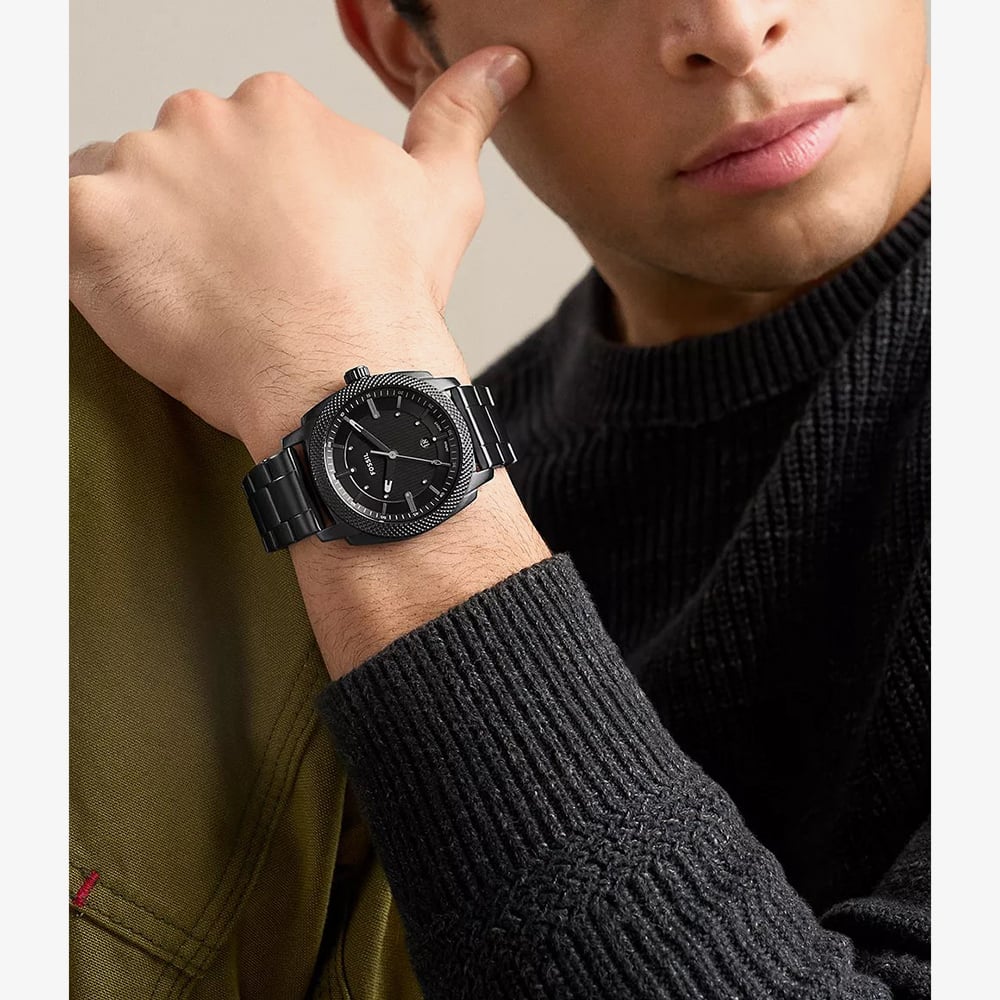 Fossil Mens Machine Black Dial Bracelet Watch FS6186