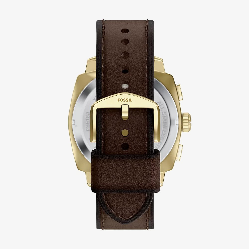 Fossil Mens Machine Chronograph Brown Dial Leather Strap Watch FS6188