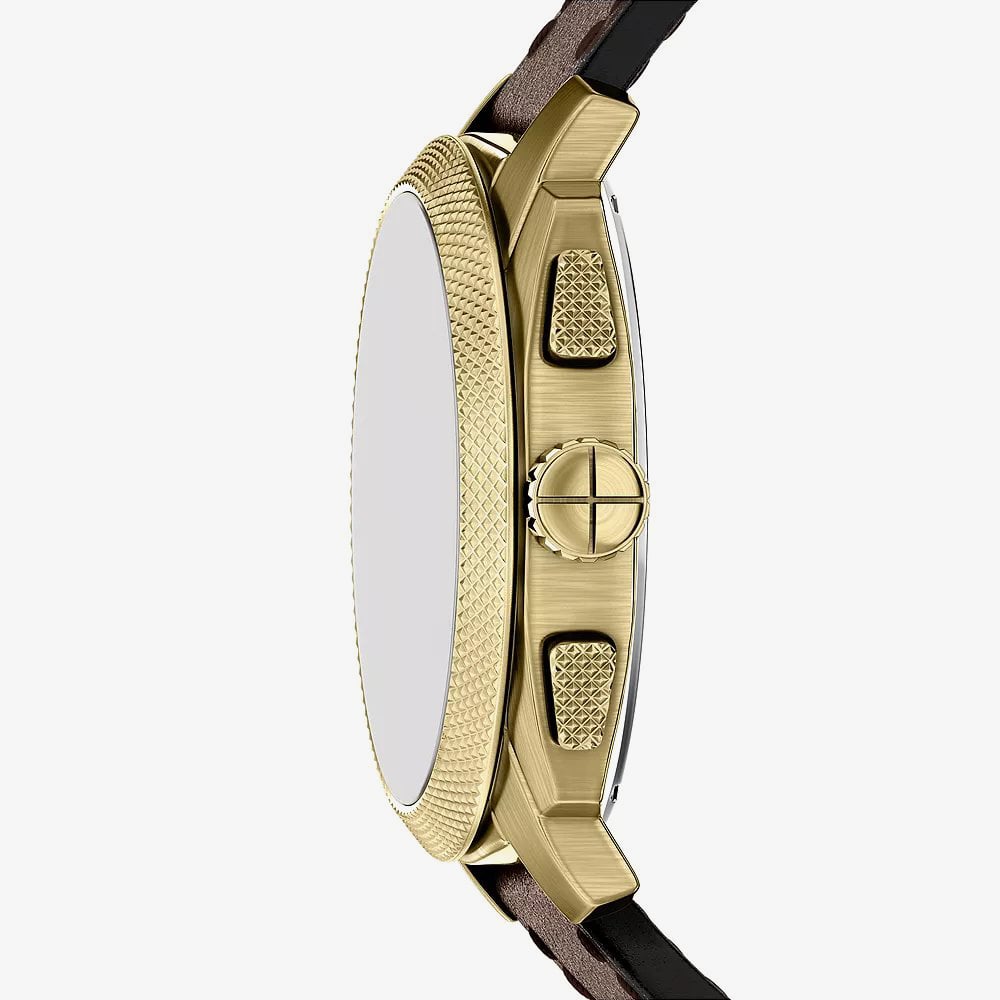Fossil Mens Machine Chronograph Brown Dial Leather Strap Watch FS6188