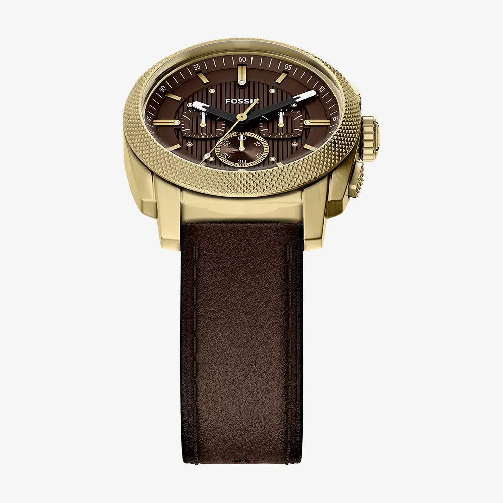 Fossil Mens Machine Chronograph Brown Dial Leather Strap Watch FS6188