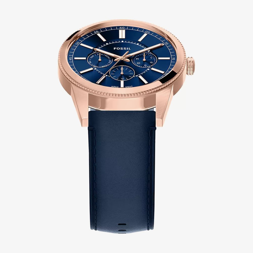 Fossil Mens Pearson Blue Dial Blue Leather Strap Watch FS6196