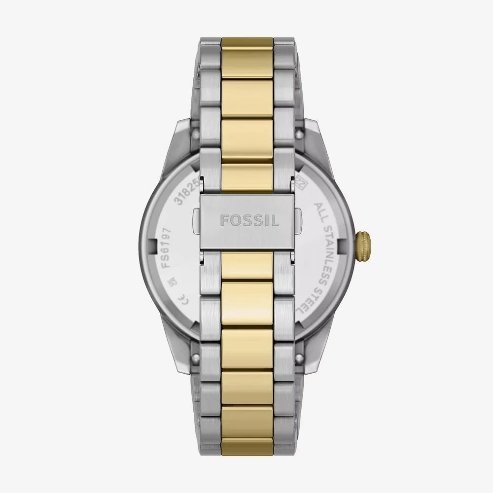Fossil Mens Pearson Green Dial Two Tone Bracelet Watch FS6197