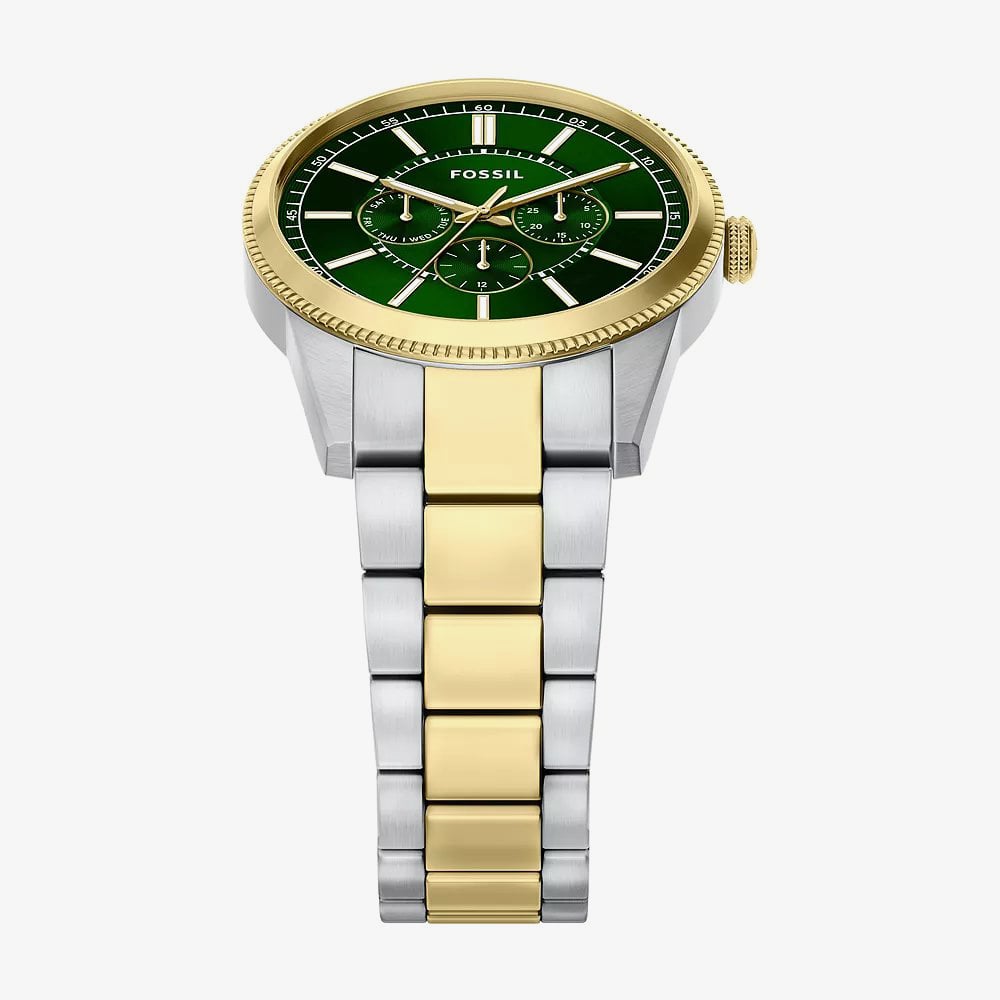 Fossil Mens Pearson Green Dial Two Tone Bracelet Watch FS6197